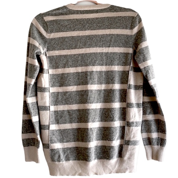 Madewell Wallace Ex Boyfriend Sweater Cashmere Wool Rabbit Gray Stripes Medium - Picture 3 of 9